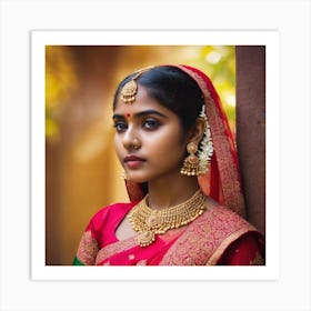 indian girl jewel ai illustration art 3 Art Print