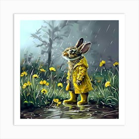 Puddles and Raincoats - A Rabbit's Rainy Day Art Print