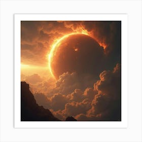 Titan Roaring Beneath A Sky Of Swirling, Fiery Clouds 1 Art Print