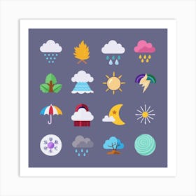 Weather Icons Set 3 1 Art Print