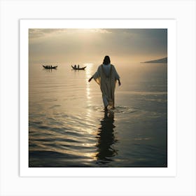 Jesus Walking In The Water 7 Art Print