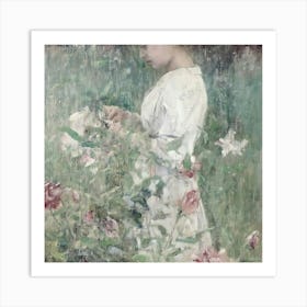 Girl In A Garden Art Print