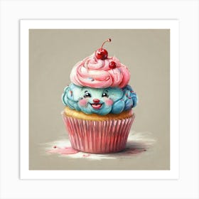 Cupcake With A Cherry On Top Art Print