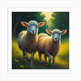 Two Sheep In A Field Art Print