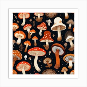 Seamless Pattern With Mushrooms 13 Art Print