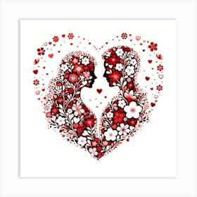 Couple In A Heart Art Print