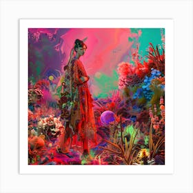 Girl In A Garden Art Print