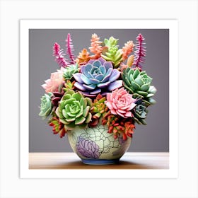 Succulents In A Vase Art Print