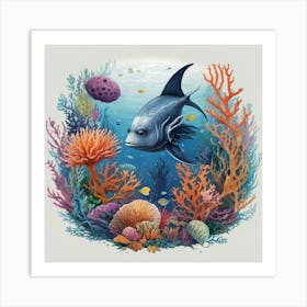 Fish On Coral Reef Art Print