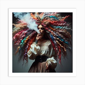 Sexy Woman Smoking Cigarette Art Print