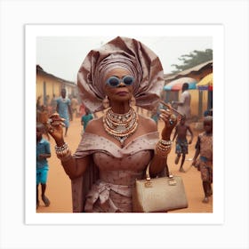 Woman in an African dress and Gele Art Print