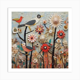 Birds love flowers X1 SS Style D6380 Art Print