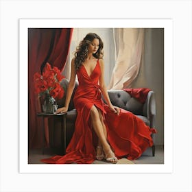 Woman In Red Dress Art Print 0 Art Print