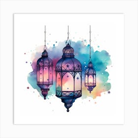 Watercolor Lanterns 3 Art Print