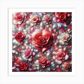 3d Roses Art Print