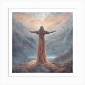 Scottish Goddess A'Chailleach Farewell to the Mountains Art Print