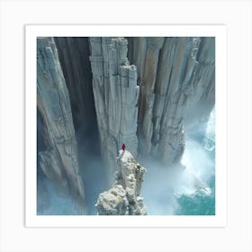 Person Standing On Cliffs Art Print