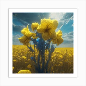 Yellow Flowers In A Field 45 Art Print