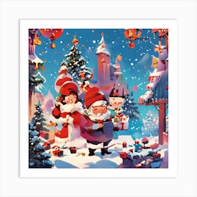 Christmas With Santa Claus Art Print