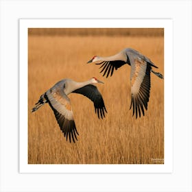 Sandhill Cranes In Flight 1 Art Print