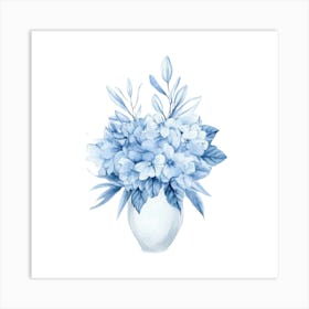 Watercolor Blue Floral 25 Art Print