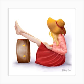 Girl With A Suitcase Art Print