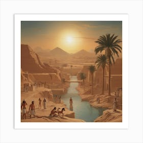 Ancient Egyptian Landscape With Men 1 Art Print