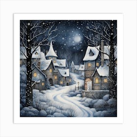Snow-kissed Reverie: Seamless Christmas Ink Delight Art Print