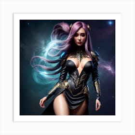 Sexy Girl With Purple Hair Art Print