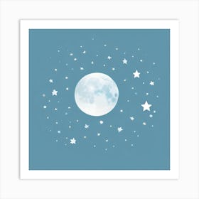 Moon And Stars Art Print