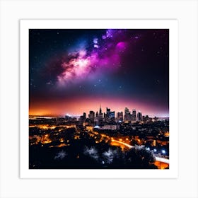 California Skyline At Night Art Print