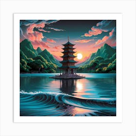 Pagoda At Sunset Art Print