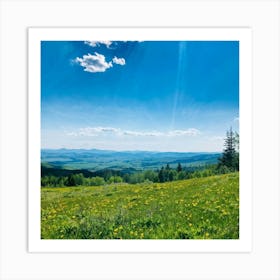 A Panoramic Scene Capturing The Essence Of A Clear Spring Day In Nature Soft Sunlight Filtering Thr (1) Art Print