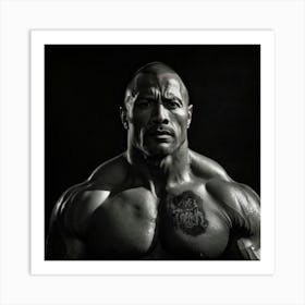 The Rock, beautiful black and White portrait for Wall and room Art Art Print