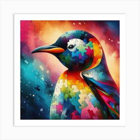 Abstract Puzzle Art Penguin 3 Art Print