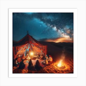 Bedouin Desert Night Gathering Art Print