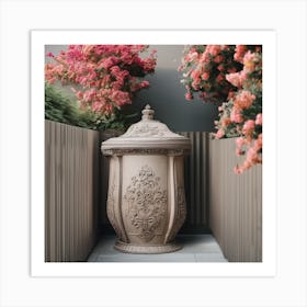 Flower Pot In A Garden Art Print