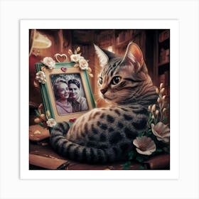 Cat With A Picture Frame Art Print