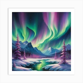 Aurora Borealis Paintings Art Print 4 Art Print