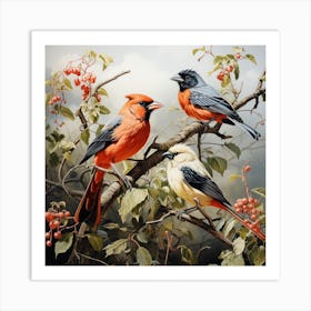 Three Cardinals Art Print