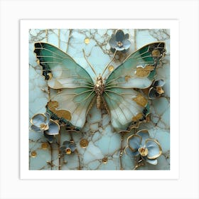 Butterfly And Flowers 2 Art Print