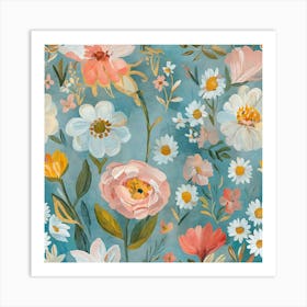 Watercolor Flowers 3 Art Print