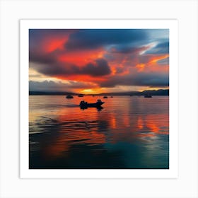 Sunset On The Lake 9 Art Print