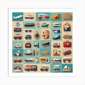 Flat Icons Set Art Print