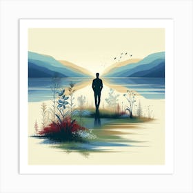 Man Standing In Water 1 Art Print