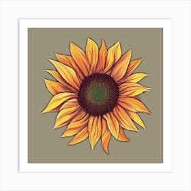 Sunflower Minimalist Wall Decor Art Print