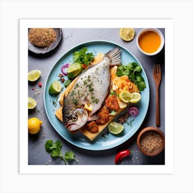 Fish On A Plate Art Print