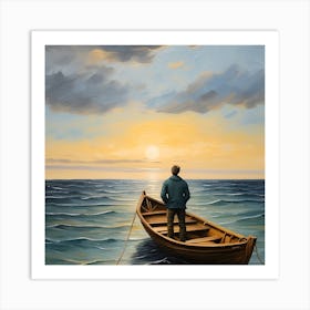 Lonely Boatman Art Print