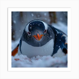 Penguin In The Snow Art Print