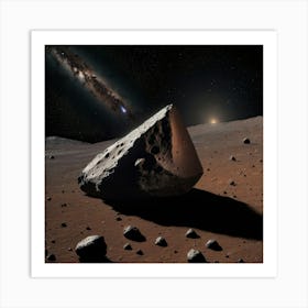 Asteroid sitting on Mars surface Art Print